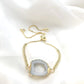 14K Gold Plated Agate Stone Charm Adjustable Bracelet The Cole Collection