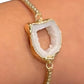 14K Gold Plated Agate Stone Charm Adjustable Bracelet The Cole Collection