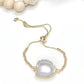 14K Gold Plated Agate Stone Charm Adjustable Bracelet The Cole Collection