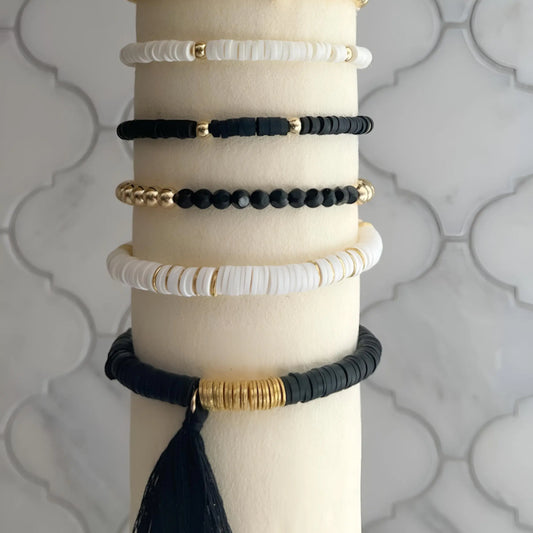 Black & White Beaded Stretch Bracelets The Cole Collection