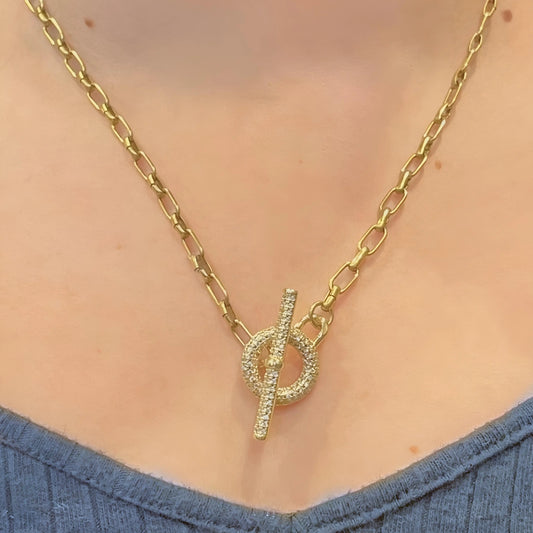 Chunky Gold Necklace & Micro Pave Clasp The Cole Collection