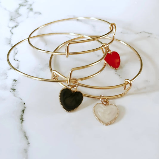 Gold Bangle Heart Charm Bracelets The Cole Collection