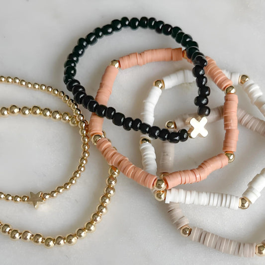 Gold Cross Beaded Bracelets The Cole Collection