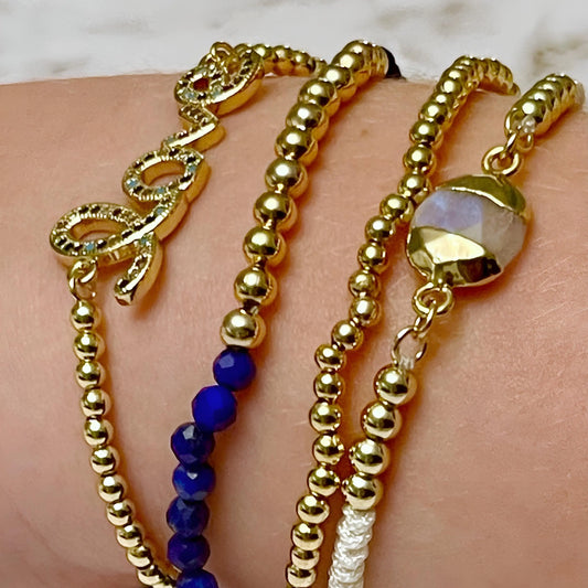 Gold Lapis Beaded Bracelets The Cole Collection