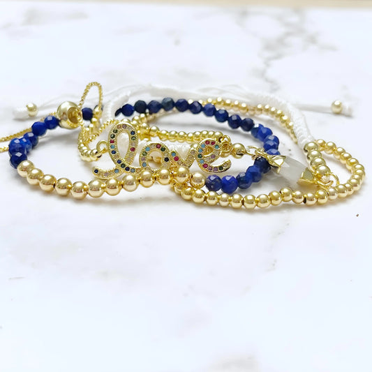 Gold Lapis Beaded Bracelets The Cole Collection