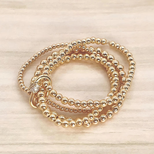 Gold Stretch Carabiner Bracelet Set The Cole Collection