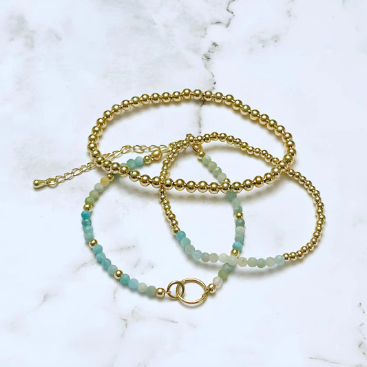 Gold & Amazonite Beaded Bracelets The Cole Collection