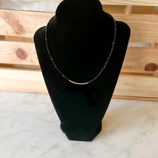 Gold & Black Onyx Beaded Necklace The Cole Collection