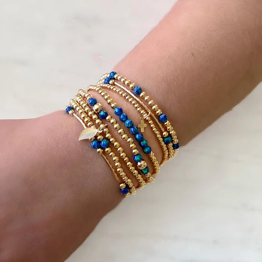 Gold & Blue Lapis Beaded Bracelets The Cole Collection