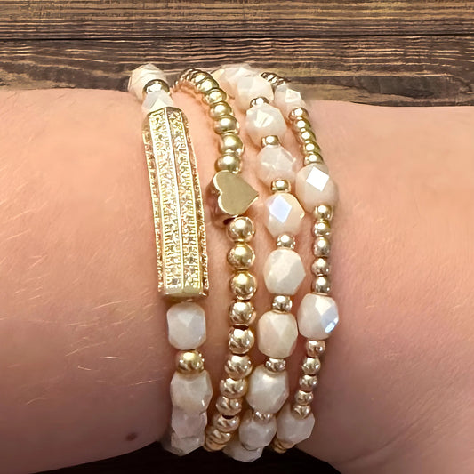 Gold & Peach Beaded Bracelets The Cole Collection