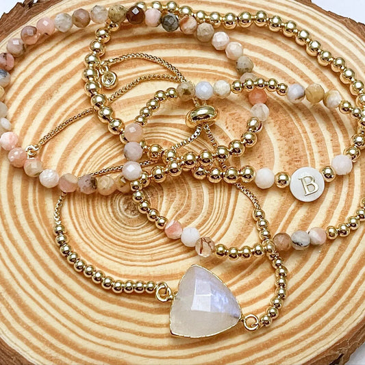 Gold & Pink Gemstone Beaded Bracelets The Cole Collection