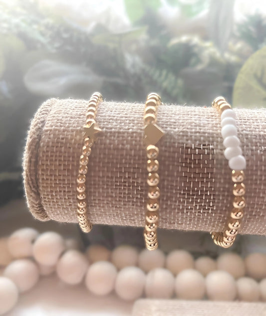 Gold & Seed Bead Stretch Bracelets The Cole Collection