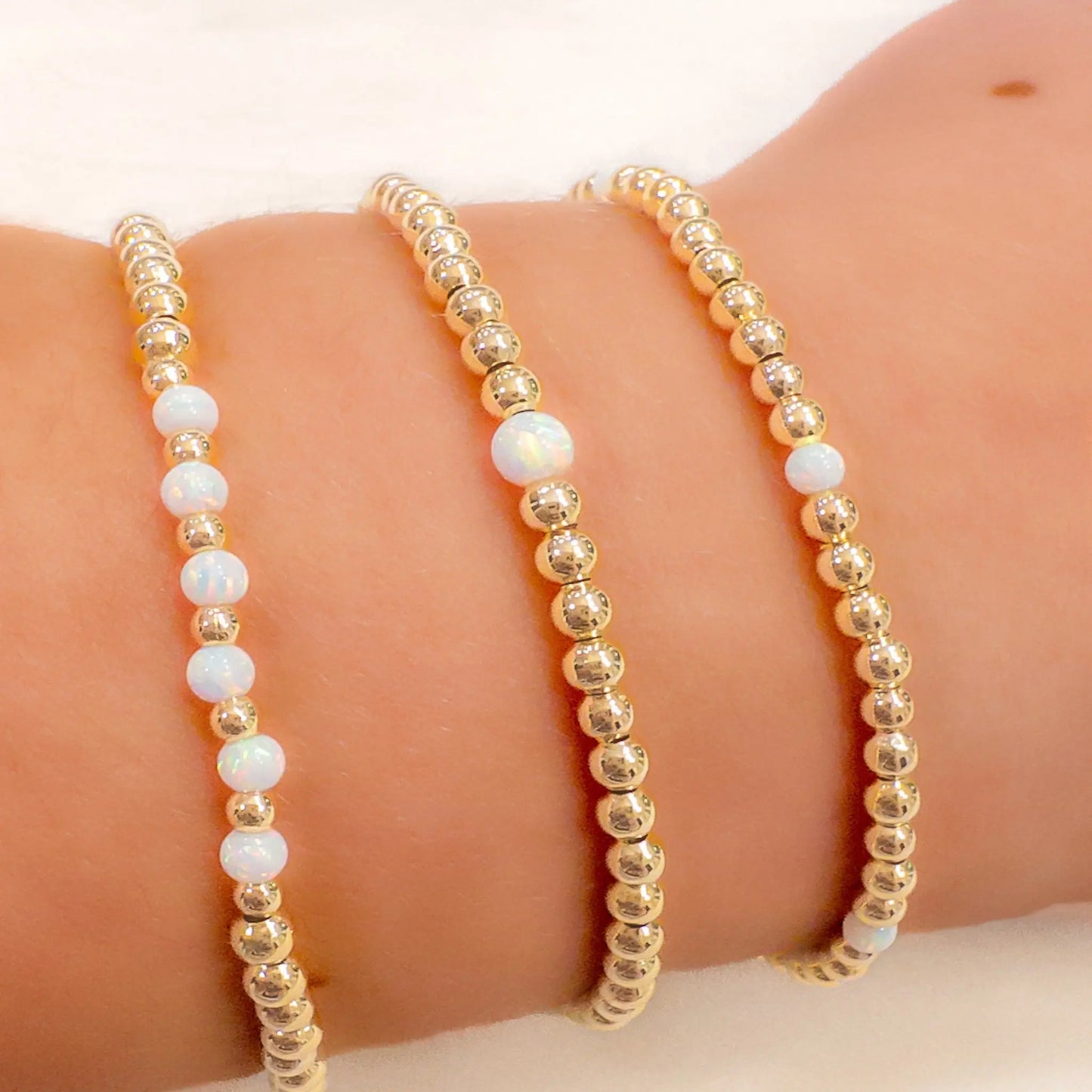 Gold & White Opal Beaded Bracelets The Cole Collection