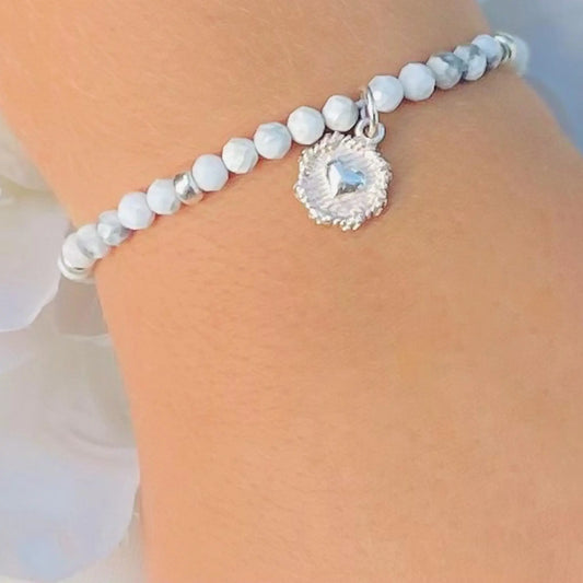 Howlite & Silver Heart Charm Bracelet The Cole Collection