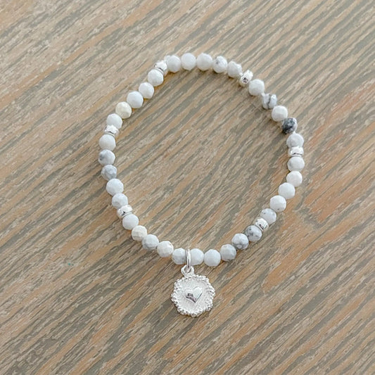 Howlite & Silver Heart Charm Bracelet The Cole Collection