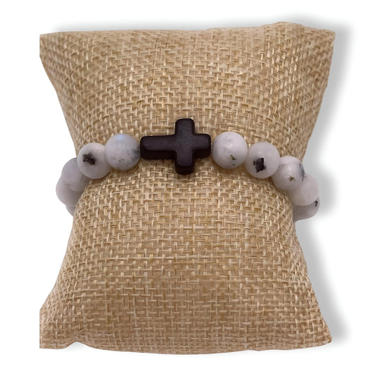 Moonstone & Black Cross Bracelet The Cole Collection