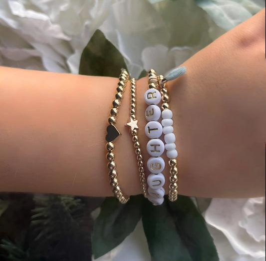 Personalized Initial Gold Beaded Bracelets The Cole Collection