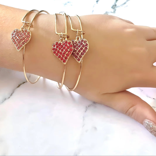 Rhinestone Heart Bangles The Cole Collection