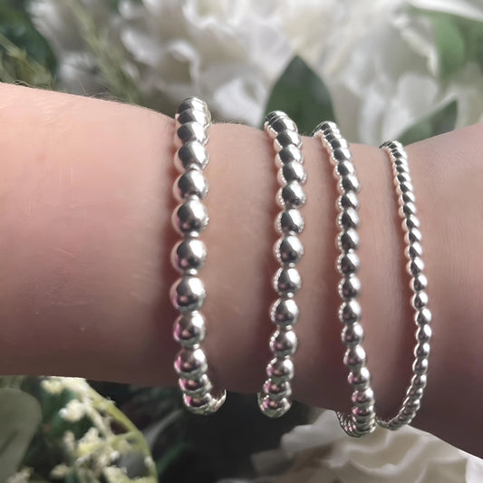 Silver Beaded Stretch Bracelets The Cole Collection