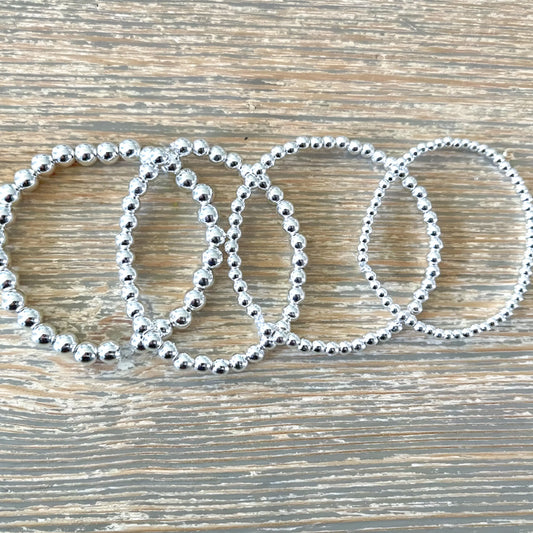 Silver Beaded Stretch Bracelets The Cole Collection