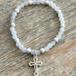 Silver Cross Charm & Jade Bracelet The Cole Collection