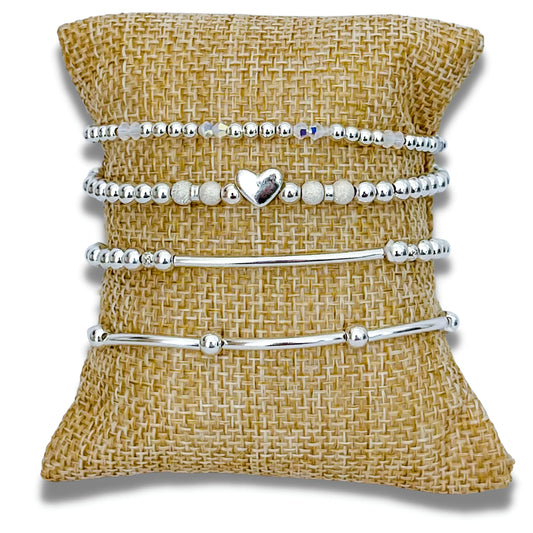 Silver Heart Beaded Bracelets The Cole Collection