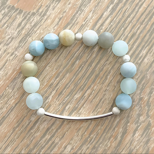 Silver & Aquamarine Beaded Bracelet The Cole Collection