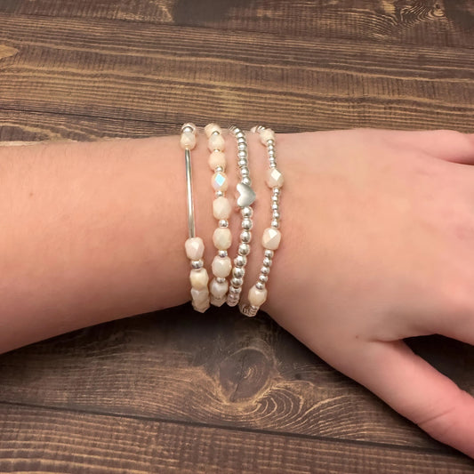 Silver & Peach Beaded Bracelets The Cole Collection