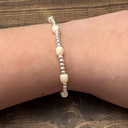 Silver & Peach Beaded Bracelets The Cole Collection