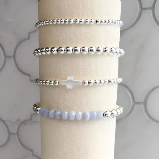 Silver, Gemstone Cross Beaded Bracelets The Cole Collection